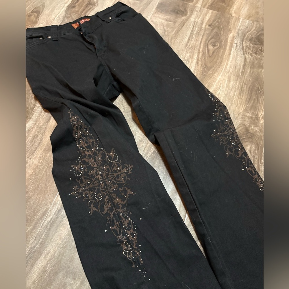 Black Embellished wide leg Pants